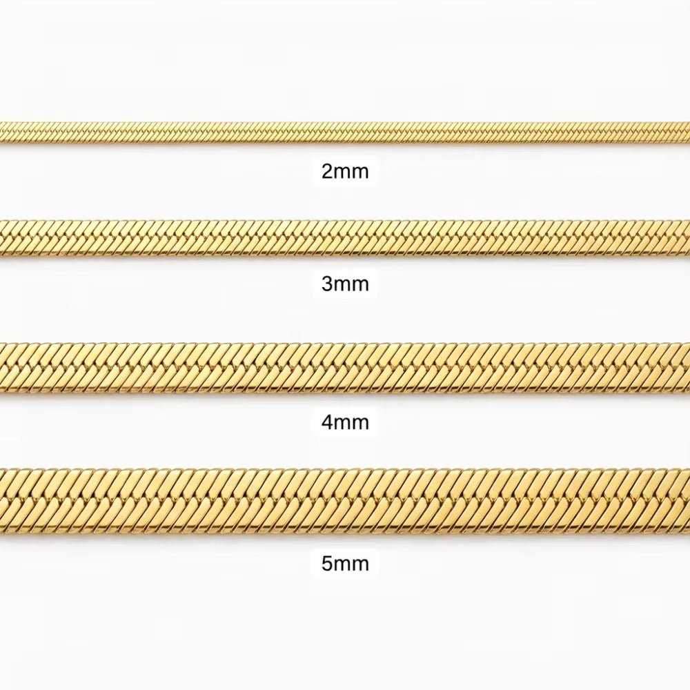 Minimalist Unisex Snake Choker Chain Necklace Stainless Steel Herringbone Gold Plated Boho Vintage Jewelry Gift for Women Men